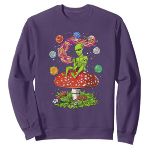Outer Space Funny Alien Smoking Sweatshirt TS09 Purple Print Your Wear