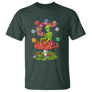 Outer Space Funny Alien Smoking T Shirt TS09 Dark Forest Green Print Your Wear