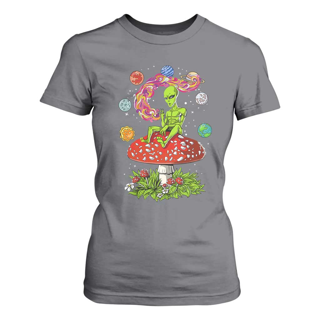 Outer Space Funny Alien Smoking T Shirt For Women TS09 Charcoal Print Your Wear