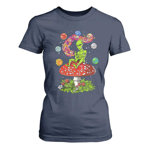 Outer Space Funny Alien Smoking T Shirt For Women TS09 Navy Print Your Wear