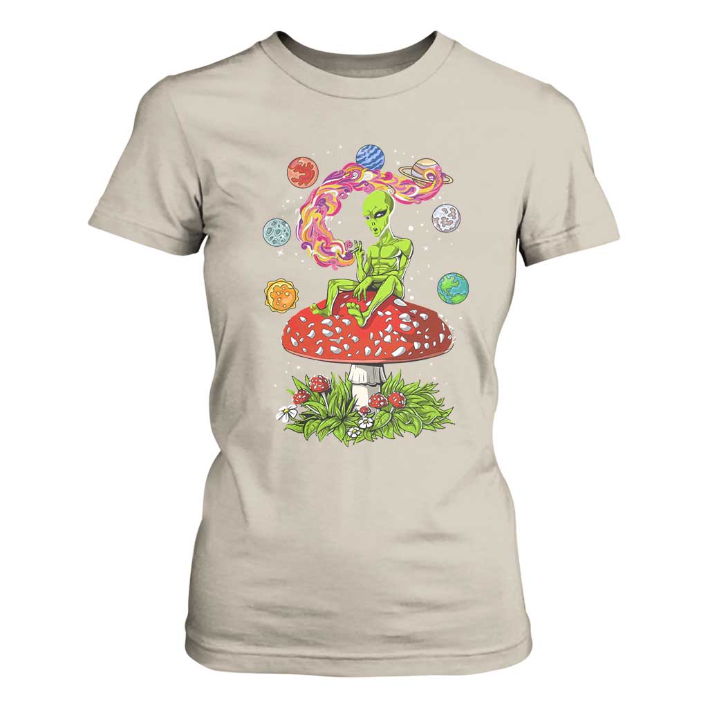 Outer Space Funny Alien Smoking T Shirt For Women TS09 Sand Print Your Wear