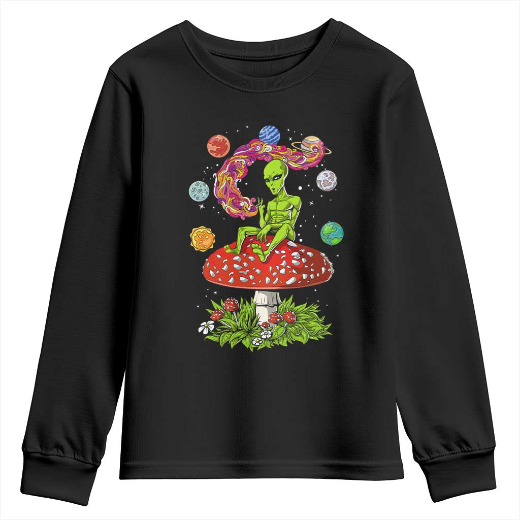Outer Space Funny Alien Smoking Youth Sweatshirt TS09 Black Print Your Wear
