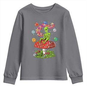 Outer Space Funny Alien Smoking Youth Sweatshirt TS09 Charcoal Print Your Wear