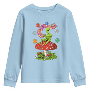 Outer Space Funny Alien Smoking Youth Sweatshirt TS09 Light Blue Print Your Wear
