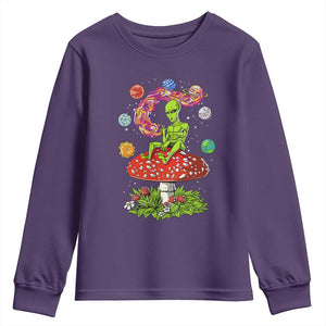 Outer Space Funny Alien Smoking Youth Sweatshirt TS09 Purple Print Your Wear