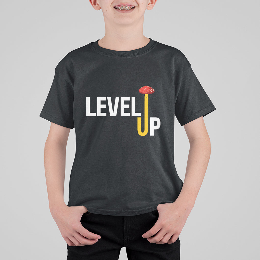 Level Up Mushroom Grow Your Own Way T Shirt For Kid TS09 Black Printyourwear