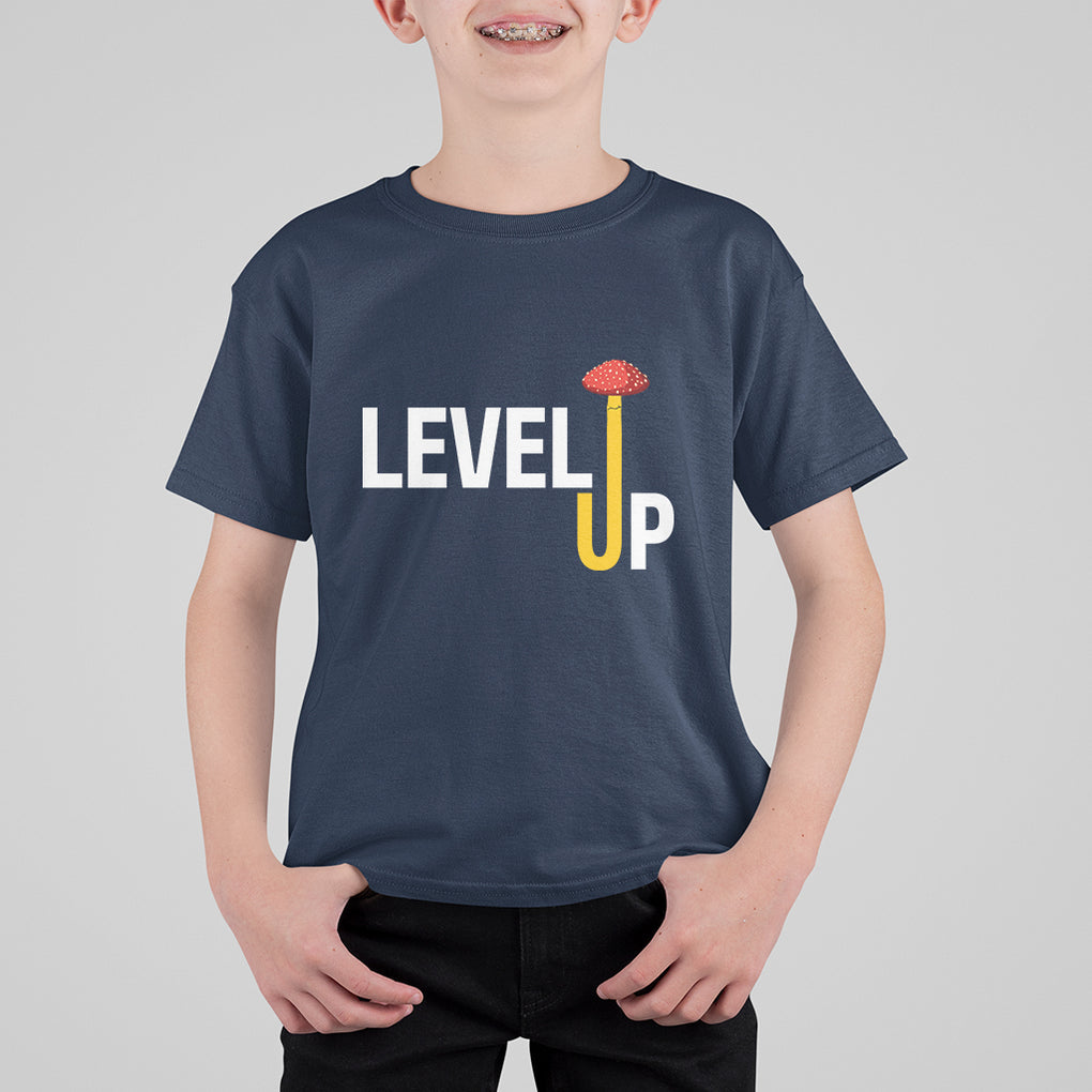 Level Up Mushroom Grow Your Own Way T Shirt For Kid TS09 Navy Printyourwear