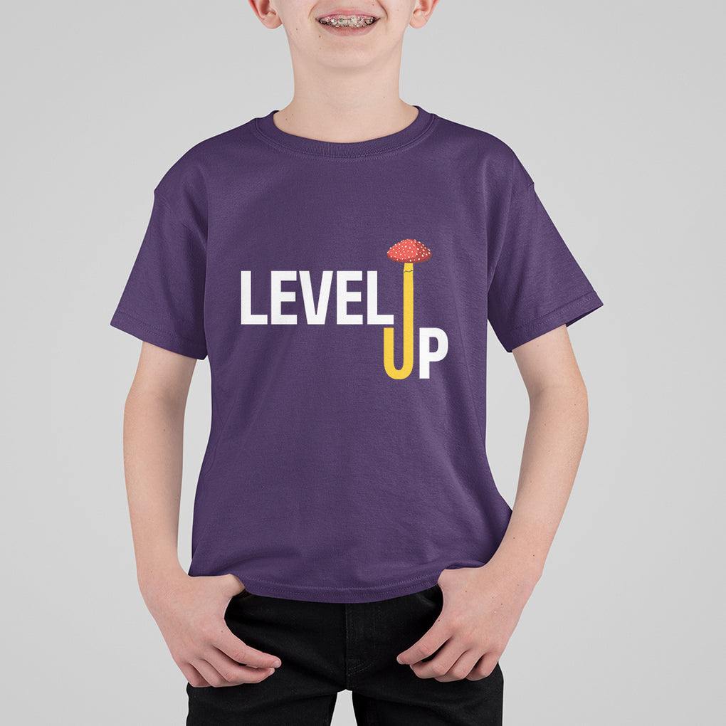 Level Up Mushroom Grow Your Own Way T Shirt For Kid TS09 Purple Printyourwear