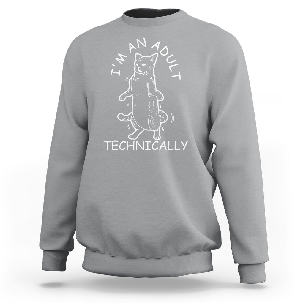 I'm An Adult Technically Funny Cat 18th Birthday Sweatshirt TS09 Sport Gray Printyourwear