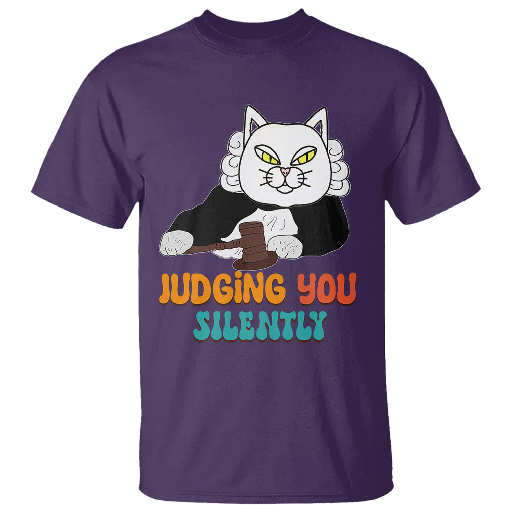 Judge Cat Judging You Silently Funny Sarcastic T Shirt TS09 Purple Printyourwear