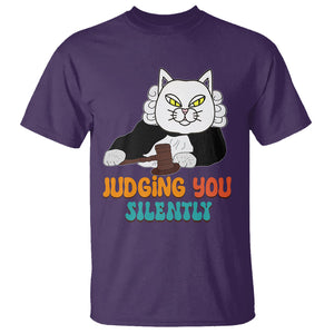 Judge Cat Judging You Silently Funny Sarcastic T Shirt TS09 Purple Printyourwear