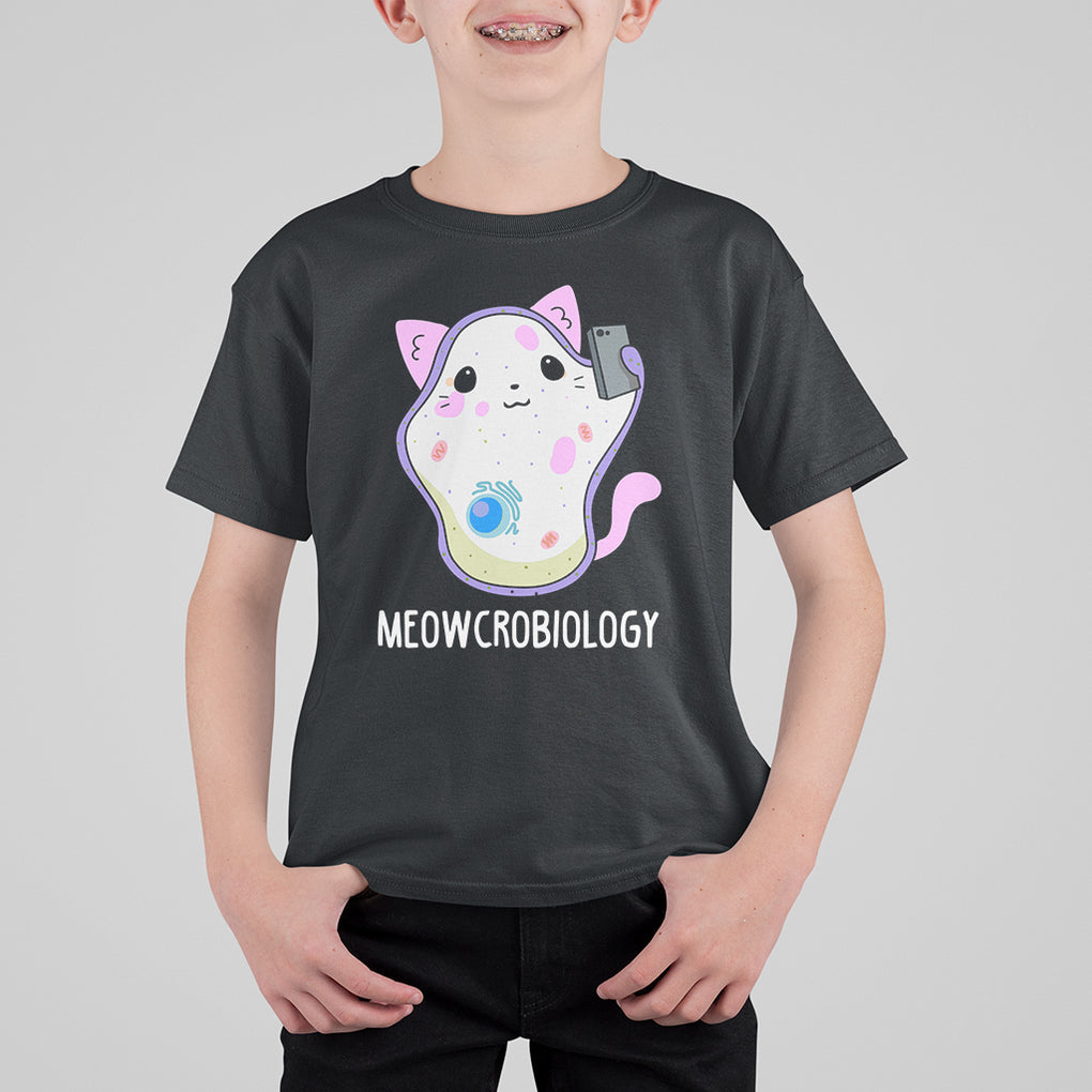 Meowcrobiology Microscopic Cats Science Pet School Biology T Shirt For Kid TS09 Black Printyourwear