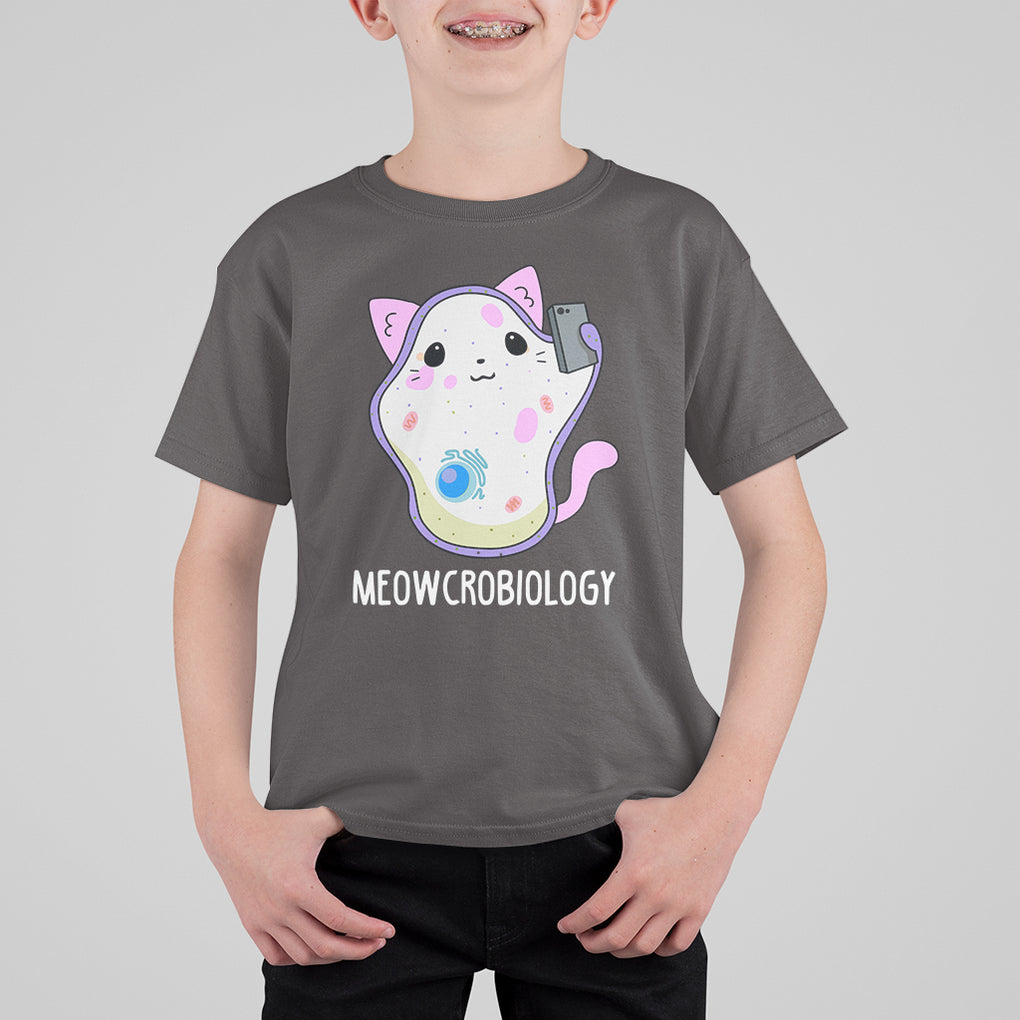 Meowcrobiology Microscopic Cats Science Pet School Biology T Shirt For Kid TS09 Dark Chocolate Printyourwear