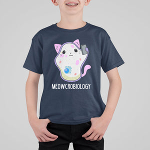 Meowcrobiology Microscopic Cats Science Pet School Biology T Shirt For Kid TS09 Navy Printyourwear