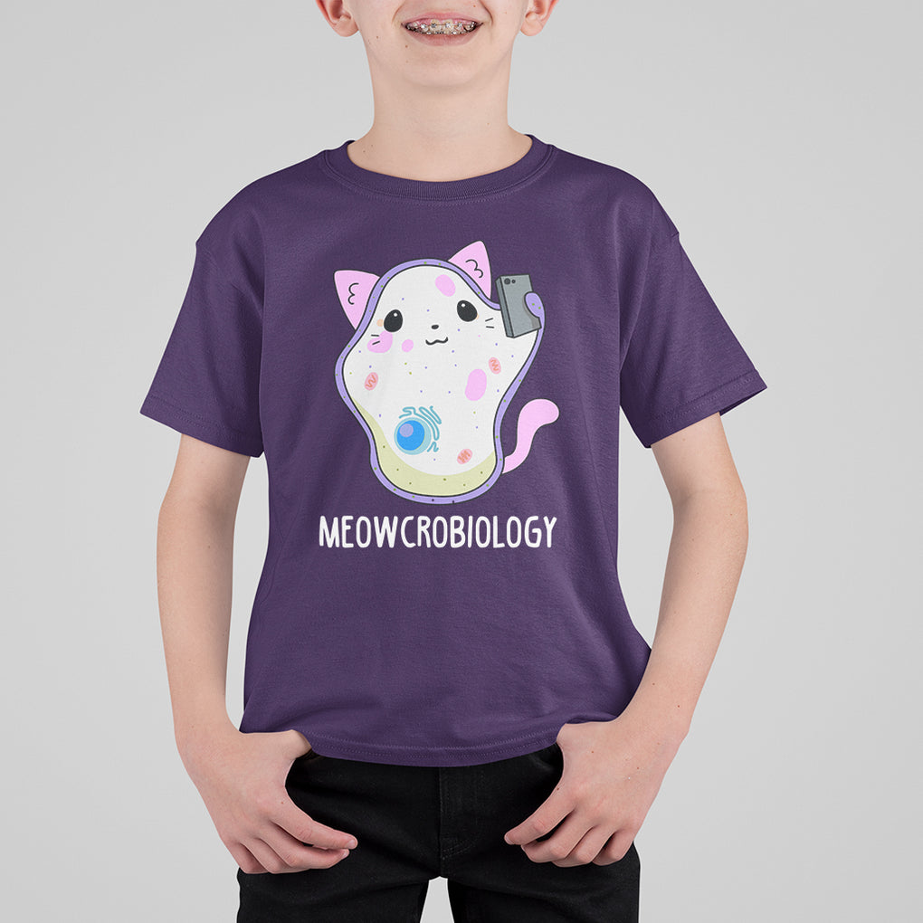Meowcrobiology Microscopic Cats Science Pet School Biology T Shirt For Kid TS09 Purple Printyourwear