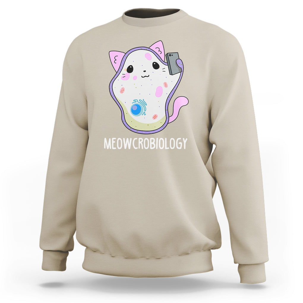 Meowcrobiology Microscopic Cats Science Pet School Biology Sweatshirt TS09 Sand Printyourwear