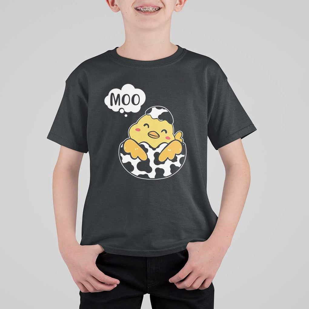 MOO Funny Chicken Fake Cow T Shirt For Kid TS09 Black Print Your Wear