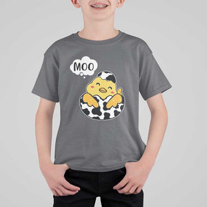MOO Funny Chicken Fake Cow T Shirt For Kid TS09 Charcoal Print Your Wear