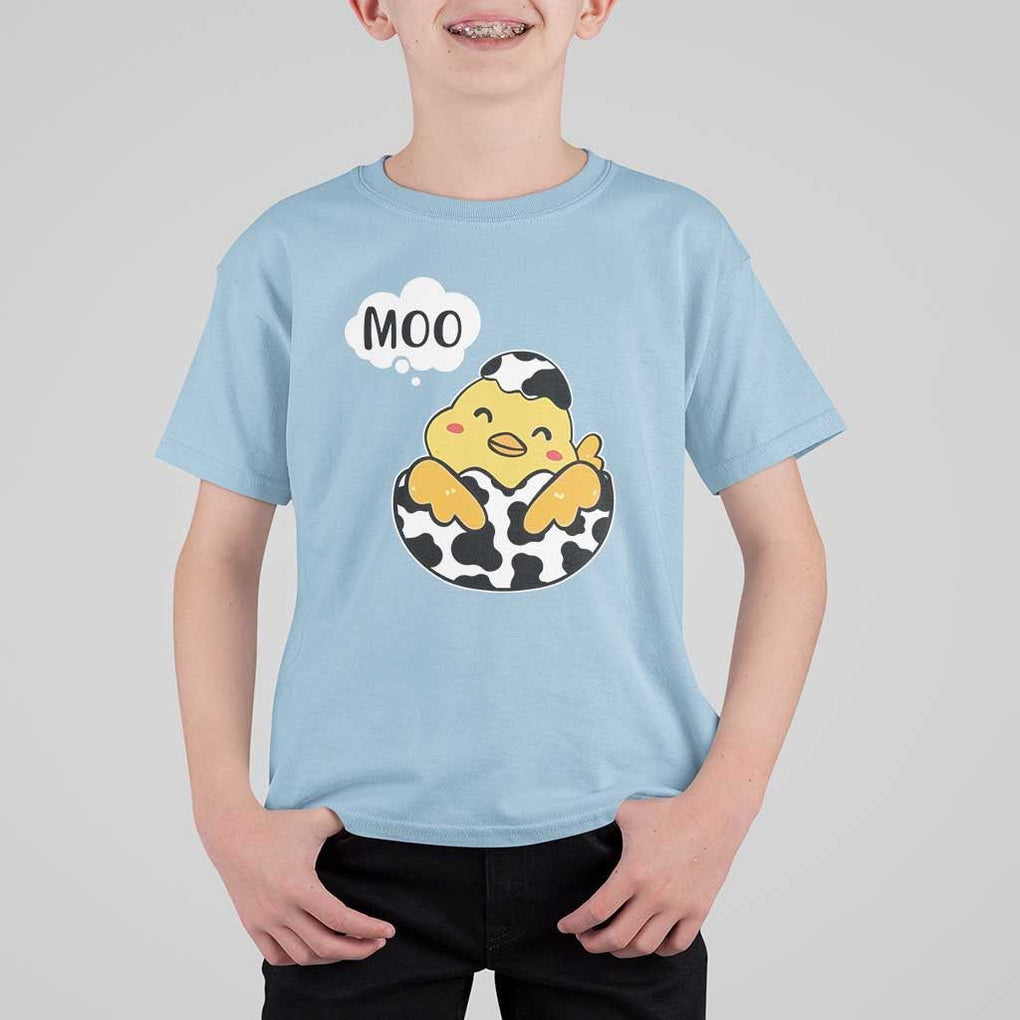 MOO Funny Chicken Fake Cow T Shirt For Kid TS09 Light Blue Print Your Wear