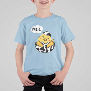 MOO Funny Chicken Fake Cow T Shirt For Kid TS09 Light Blue Print Your Wear