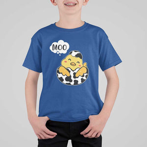 MOO Funny Chicken Fake Cow T Shirt For Kid TS09 Royal Blue Print Your Wear