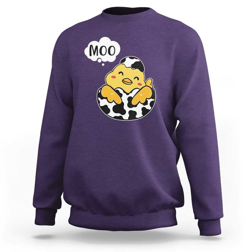 MOO Funny Chicken Fake Cow Sweatshirt TS09 Purple Print Your Wear