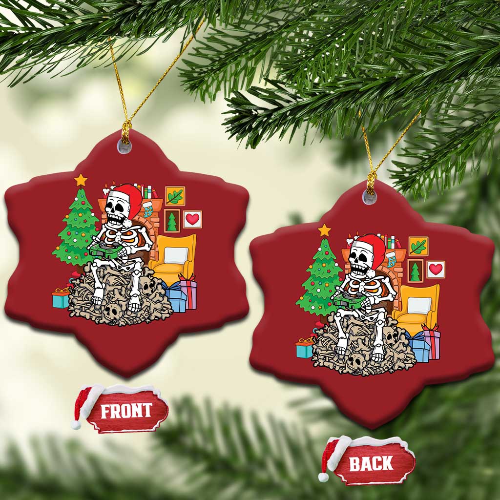 Christmas Gamer Skeleton Gaming Christmas Ornament TS09 Snow Flake Red Print Your Wear