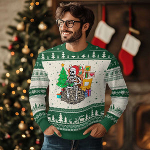 Christmas Gamer Skeleton Gaming Ugly Christmas Sweater TS09 Green Print Your Wear