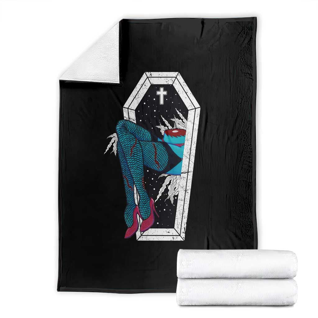 Creepy Halloween Throw Blanket Sexy Zombie Legs Flash Tattoo Coffin TS09 Black Print Your Wear