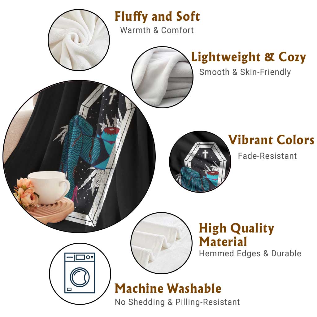 Creepy Halloween Throw Blanket Sexy Zombie Legs Flash Tattoo Coffin TS09 Print Your Wear