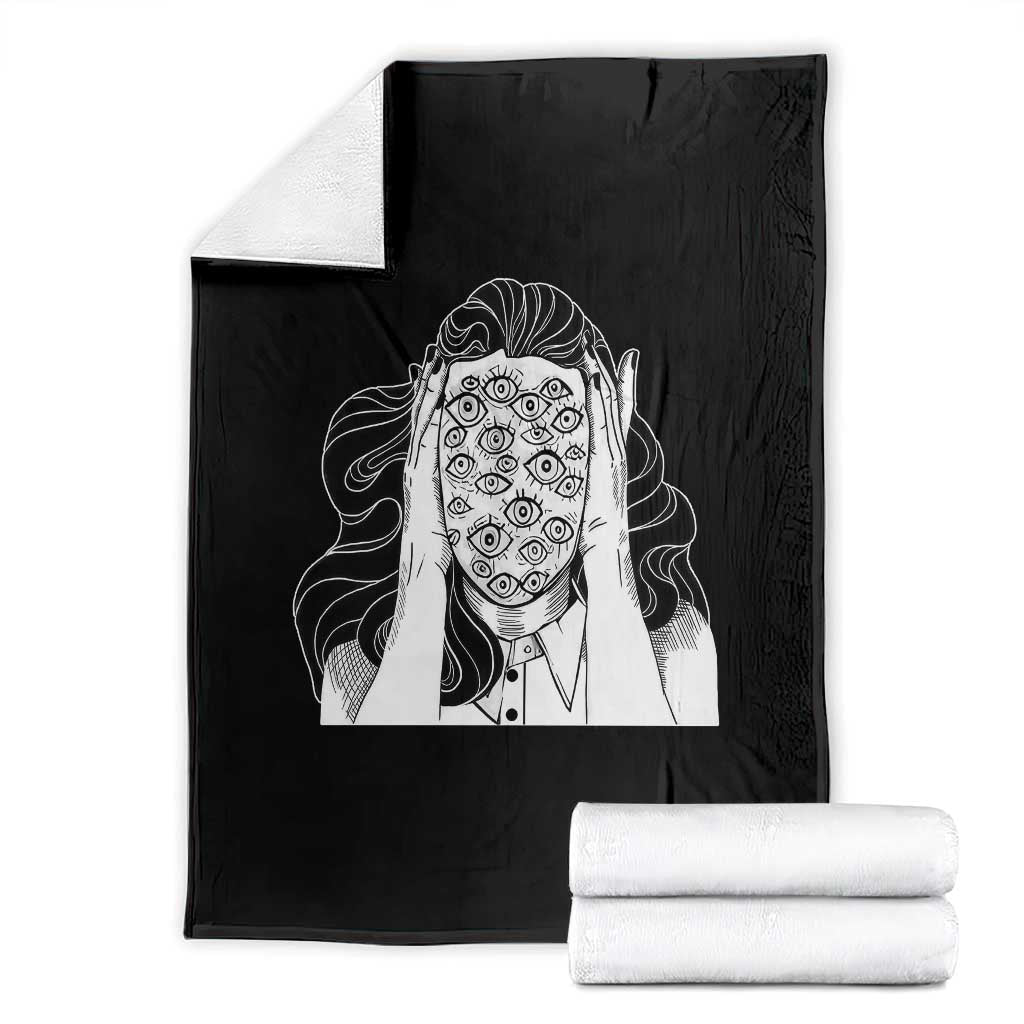 Creepy Aesthetic All Eyes On Me Psycho Girl Throw Blanket TS09 Black Print Your Wear