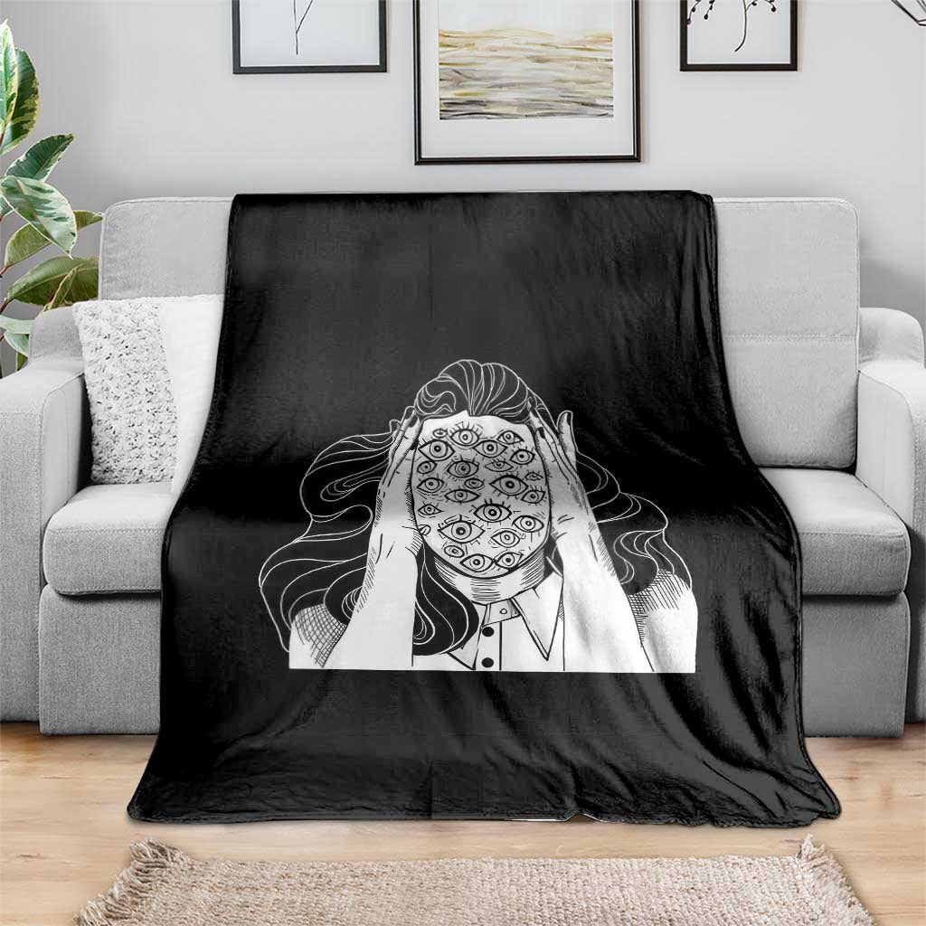 Creepy Aesthetic All Eyes On Me Psycho Girl Throw Blanket TS09 Print Your Wear