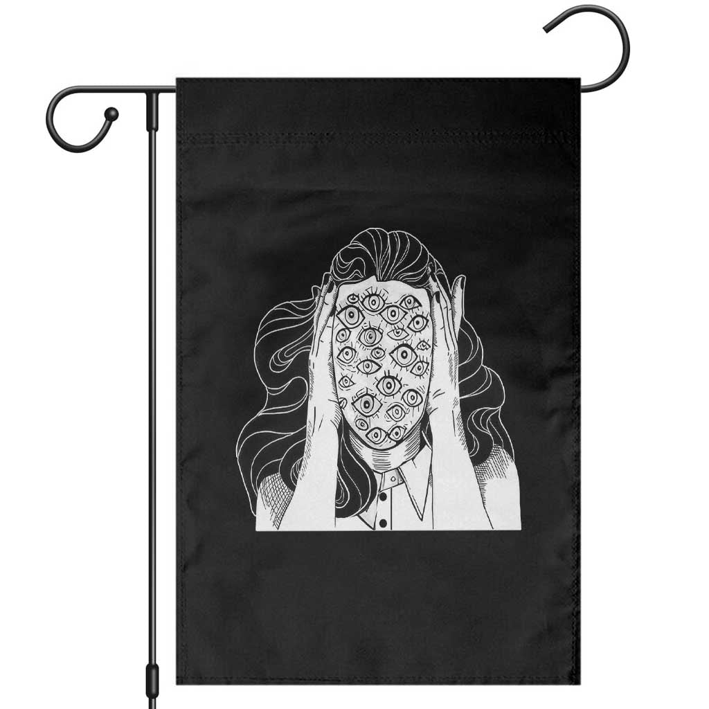 Creepy Aesthetic All Eyes On Me Psycho Girl Garden Flag TS09 Black Print Your Wear