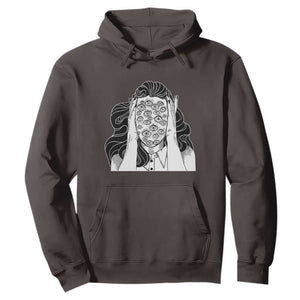 Creepy Aesthetic All Eyes On Me Psycho Girl Hoodie TS09 Dark Chocolate Print Your Wear