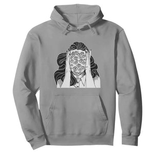 Creepy Aesthetic All Eyes On Me Psycho Girl Hoodie TS09 Sport Gray Print Your Wear