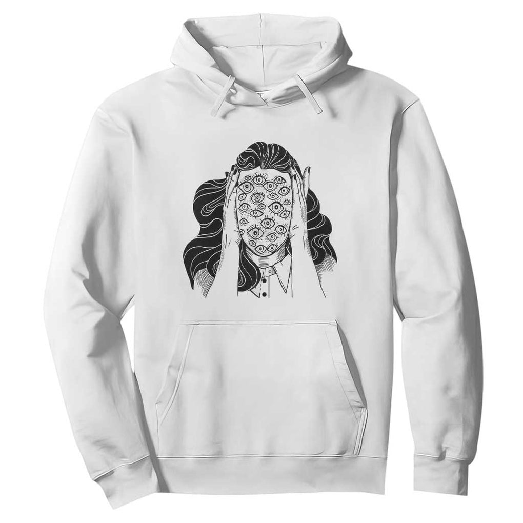 Creepy Aesthetic All Eyes On Me Psycho Girl Hoodie TS09 White Print Your Wear