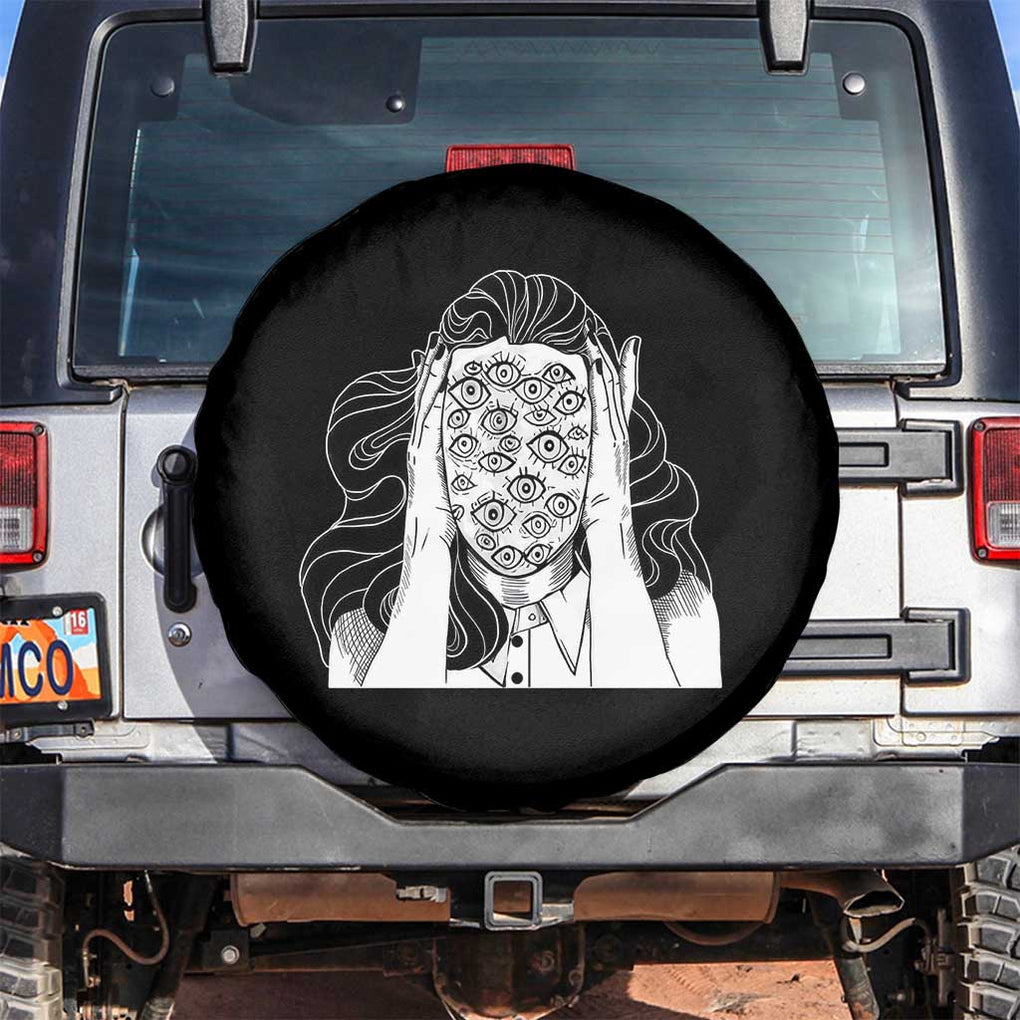 Creepy Aesthetic All Eyes On Me Psycho Girl Spare Tire Cover TS09 No hole Black Print Your Wear