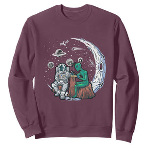 Funny Alien Ink Astronaut Outer Space Sweatshirt TS09 Maroon Print Your Wear