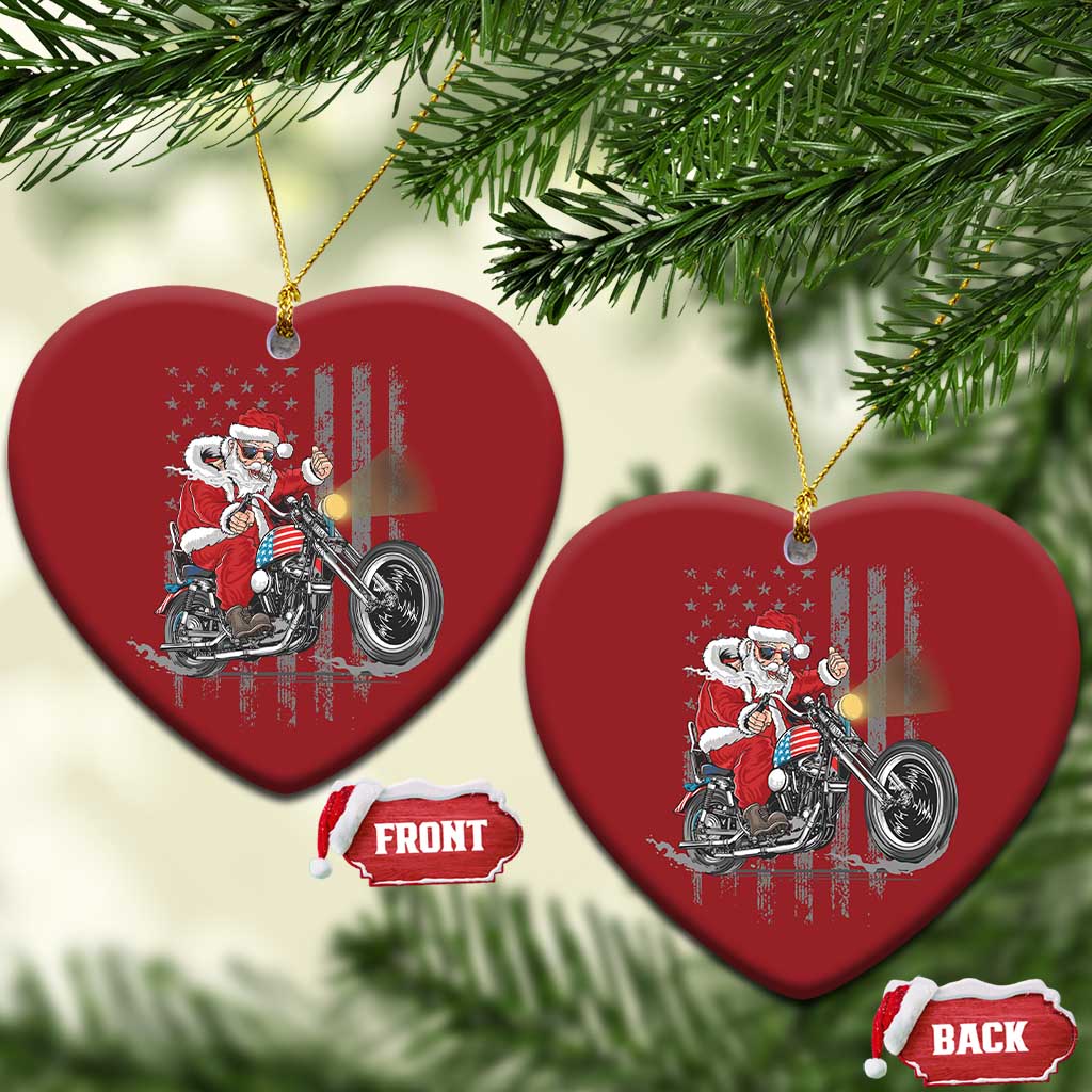 Christmas Santa Riding Motorbike Patriotic USA Christmas Ornament TS09 Heart Red Print Your Wear