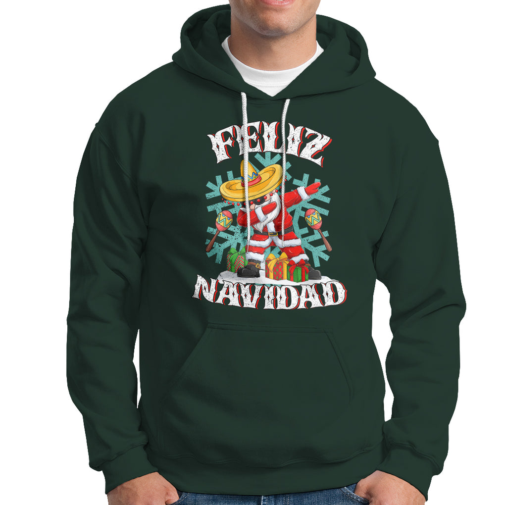 Feliz Navidad Dabbing Christmas Spanish Sombrero Hoodie TS09 Dark Forest Green Printyourwear