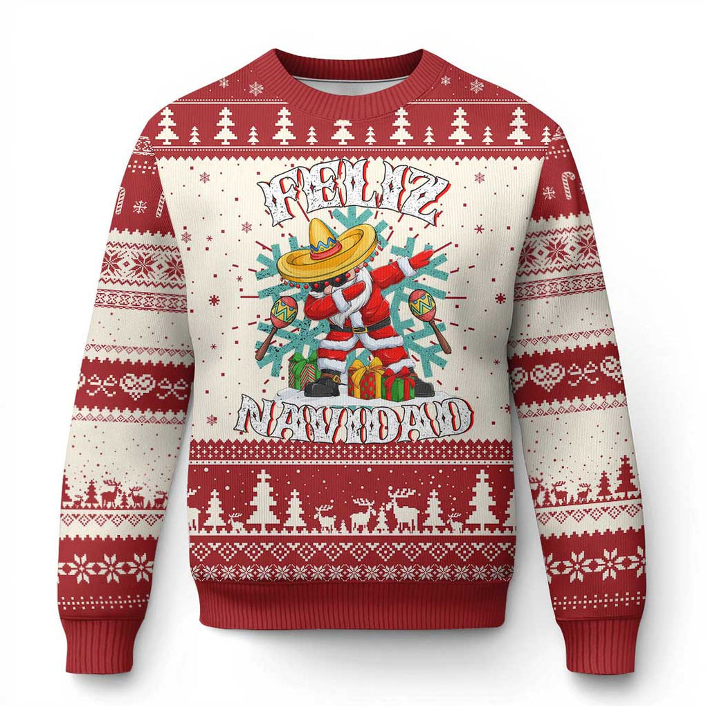 Mexico Xmas Ugly Christmas Sweater Feliz Navidad Dabbing Spanish Sombrero TS09 Red Print Your Wear