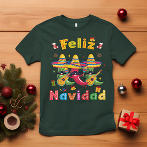 Feliz Navidad Mexican Fiesta Hot Pepper Guitar Party T Shirt TS09 Dark Forest Green Printyourwear