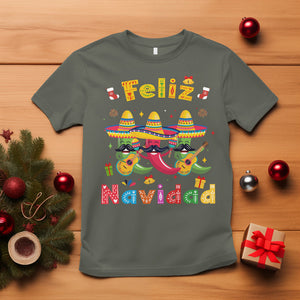 Feliz Navidad Mexican Fiesta Hot Pepper Guitar Party T Shirt TS09 Military Green Printyourwear