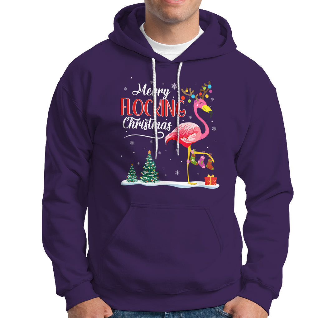 Merry Flocking Christmas Pink Flamingo Funny Xmas Socks Hoodie TS09 Purple Printyourwear