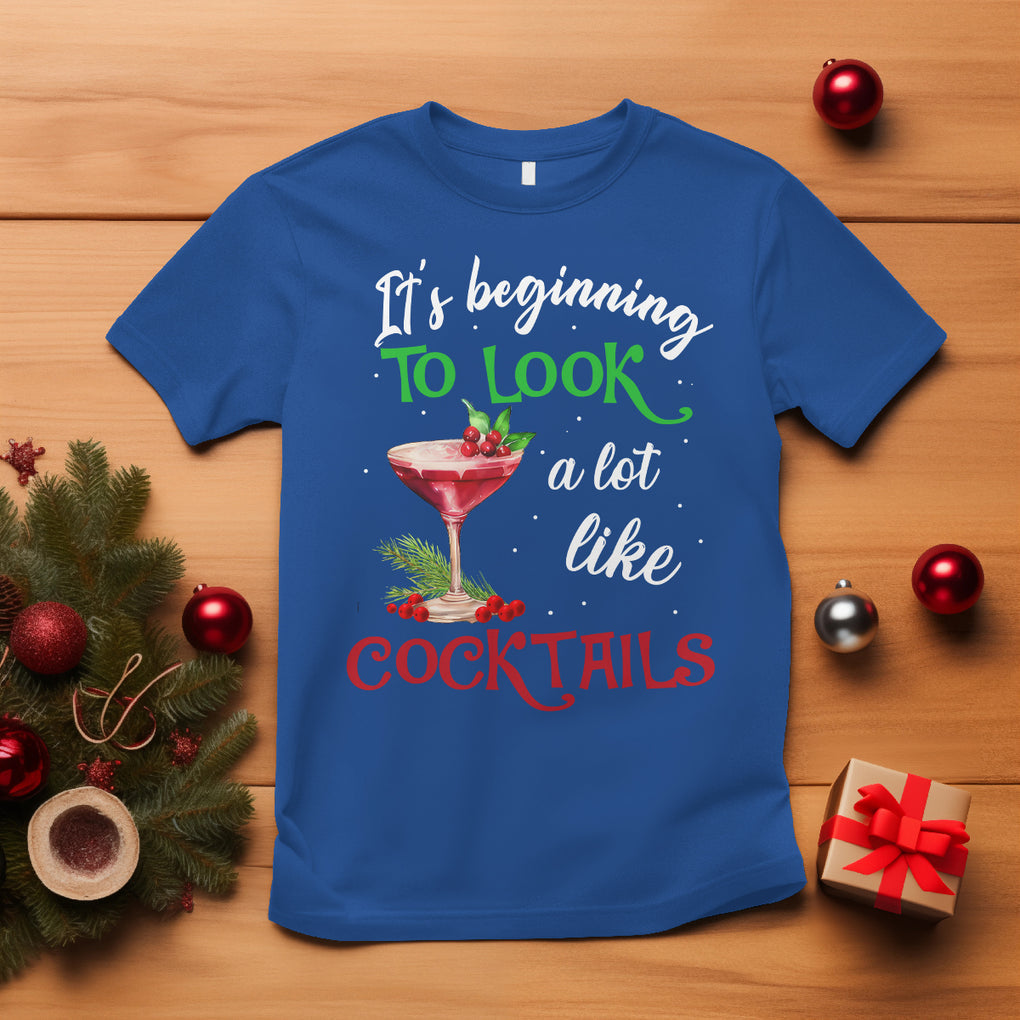 It's Beginning To Look A Lot Like Cocktails Funny Christmas T Shirt TS09 Royal Blue Printyourwear