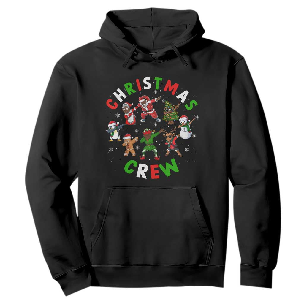 Christmas Crew Black African American Santa Reindeer Snowman Dabbing Hoodie TS09 Black Printyourwear
