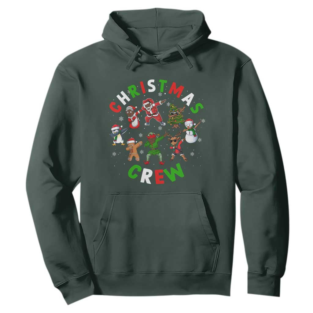 Christmas Crew Black African American Santa Reindeer Snowman Dabbing Hoodie TS09 Dark Forest Green Printyourwear