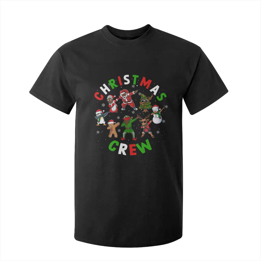 Black Christmas Crew T Shirt For Kid Dabbing Black African American Santa Reindeer Snowman TS09 Black Print Your Wear