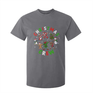 Black Christmas Crew T Shirt For Kid Dabbing Black African American Santa Reindeer Snowman TS09 Charcoal Print Your Wear