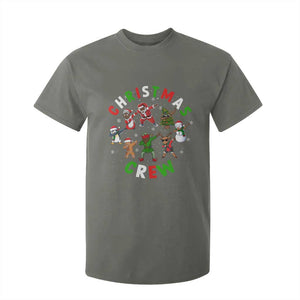 Black Christmas Crew T Shirt For Kid Dabbing Black African American Santa Reindeer Snowman TS09 Military Green Print Your Wear